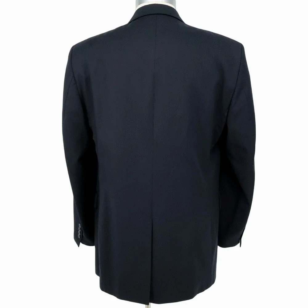 Jos A Bank Sport Coat Mens 46L Navy Blue Wool Jacket Lined Blazer Travelers Coll